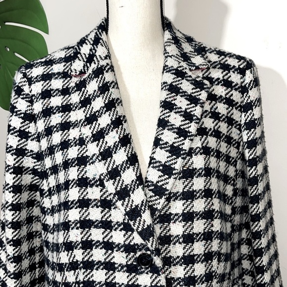 Talbots Blazer Wool Blend Navy Black Ivory Checkers Rainbow Confetti 16 Petite - Picture 8 of 13